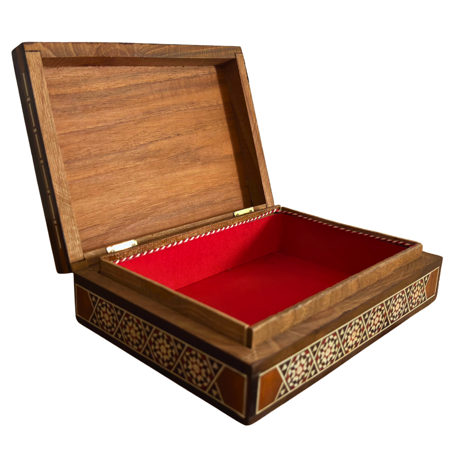 Vintage Kamel Mosaik-Schmuckbox – 1970 handgefertigte damaszener Kunst mit Perlmutt-Einlegearbeit