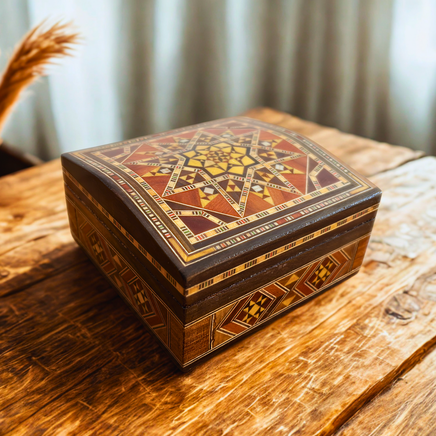 Damascene Mosaic Jewelry Box – Handmade with Mother of Pearl Inlay