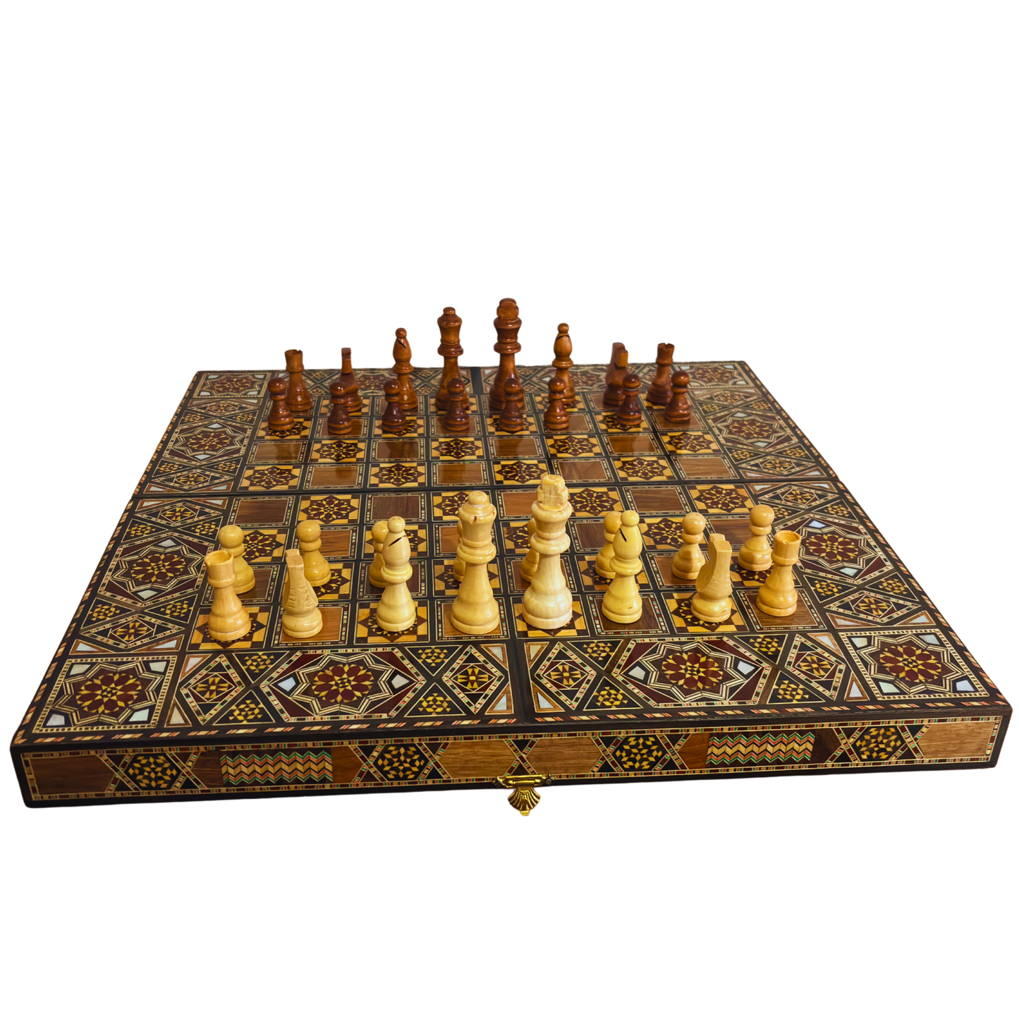 Handgefertigter Damascener Backgammon- & Schach-Tisch von Gaby Al Dayeh – Meisterwerk mit Perlmuttintarsien