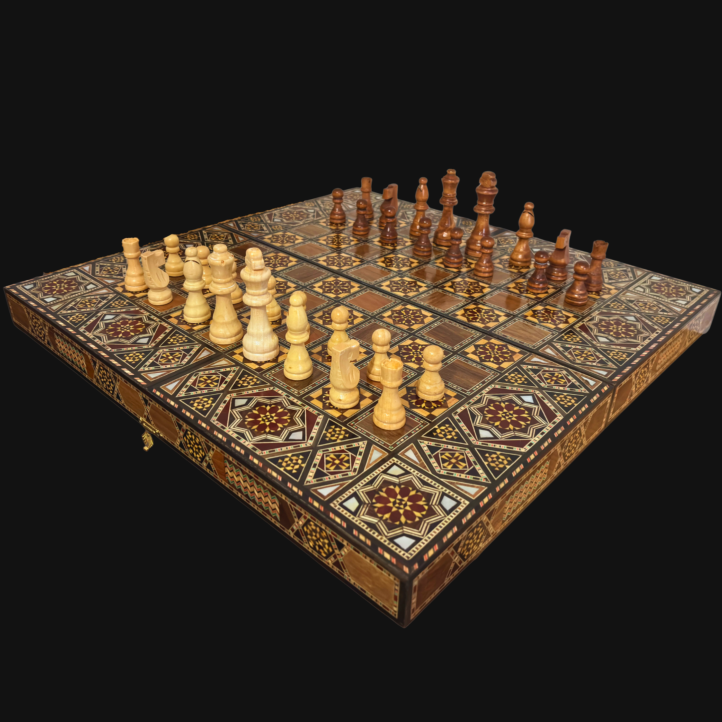Handgefertigter Damascener Backgammon- & Schach-Tisch von Gaby Al Dayeh – Meisterwerk mit Perlmuttintarsien