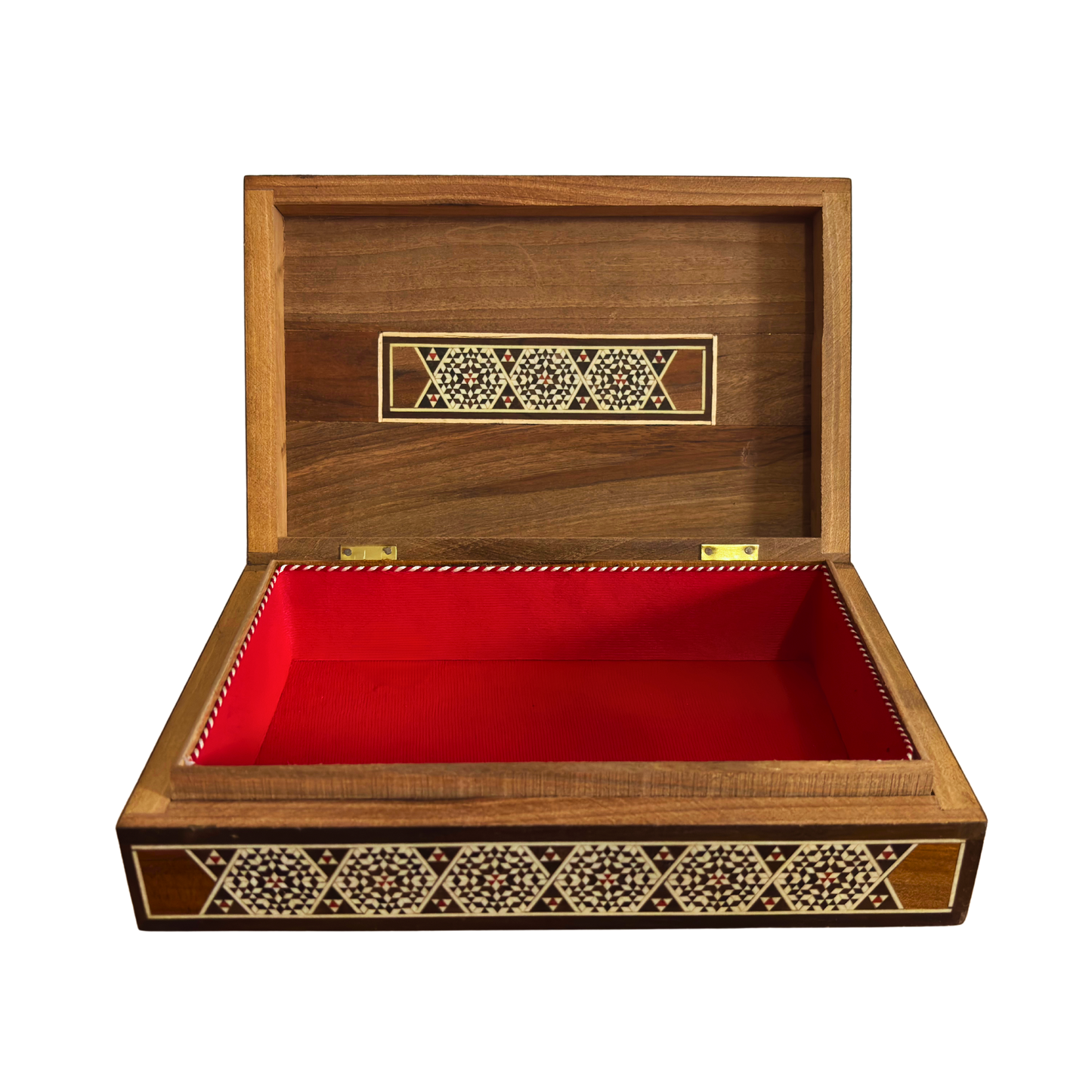 Vintage 1970 Damaszener Mosaik Schmuckschatulle – Handgefertigte orientalische Einlage mit Perlmutt
