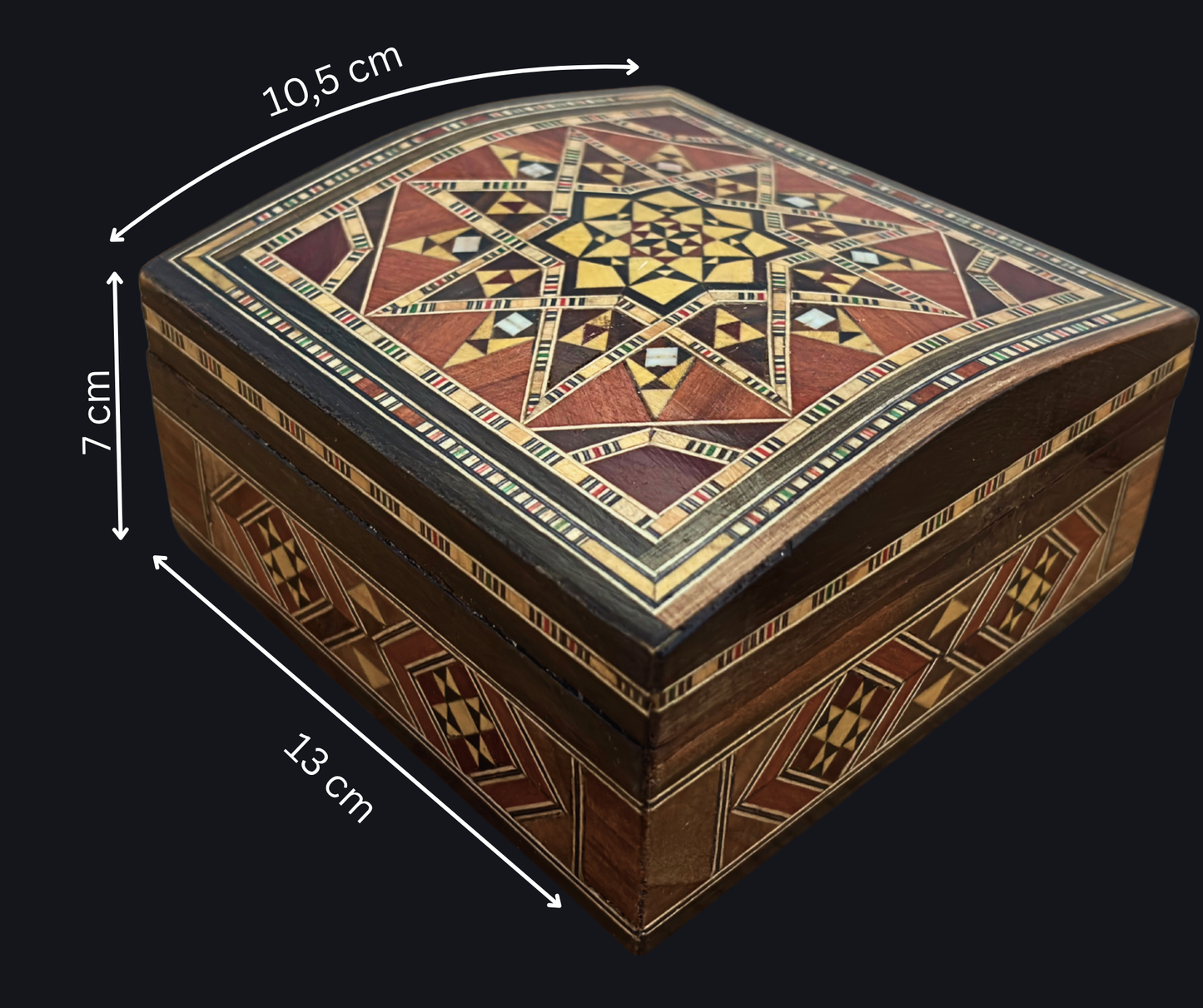 Damascene Mosaic Jewelry Box – Handmade with Mother of Pearl Inlay