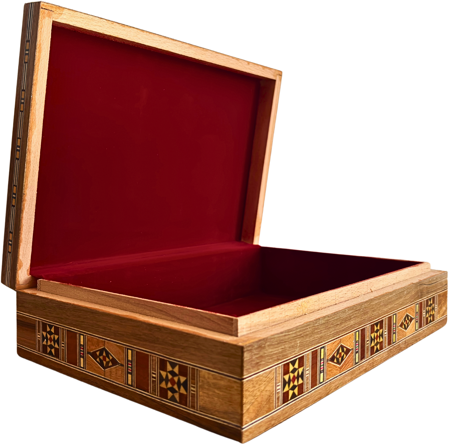 Elegant Large Mosaic Box – Handmade Wooden Jewelry & Keepsake Chest with Velvet Lining
