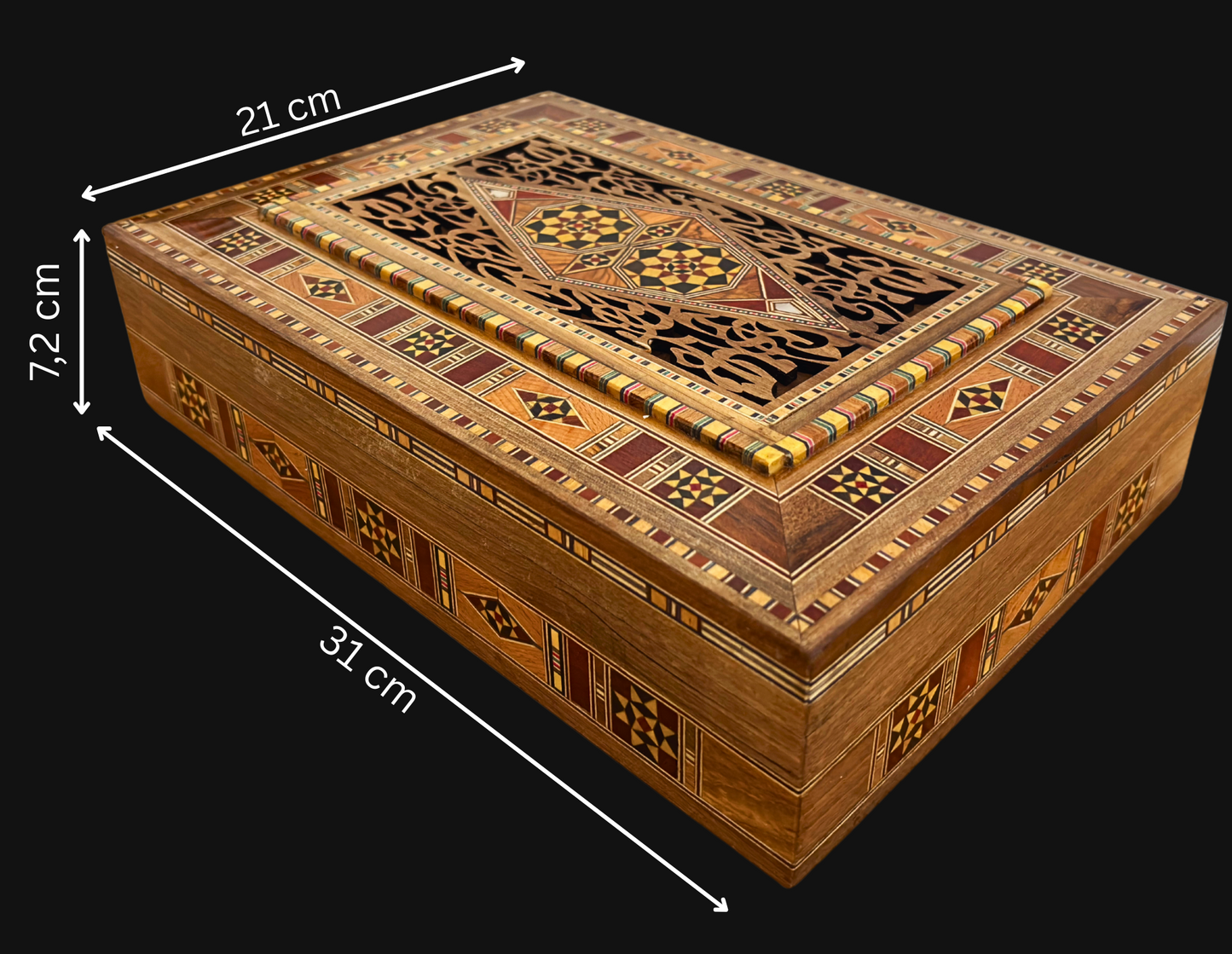Elegant Large Mosaic Box – Handmade Wooden Jewelry & Keepsake Chest with Velvet Lining