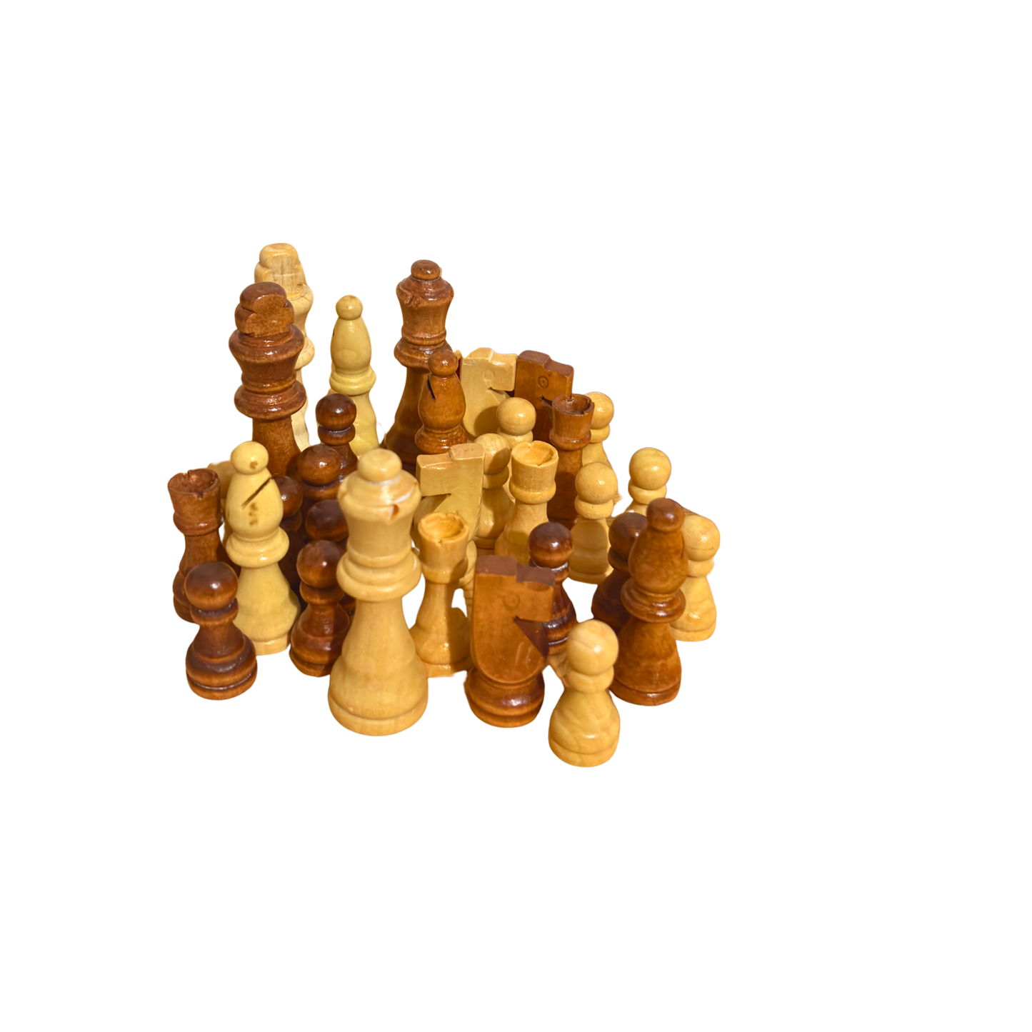 Handgefertigtes Set aus Holzschachfiguren – Zeitlose Handwerkskunst