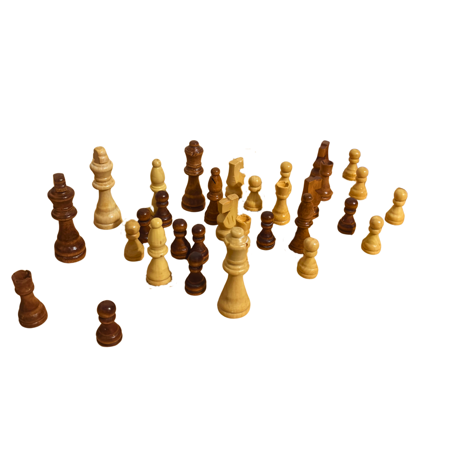 Handgefertigtes Set aus Holzschachfiguren – Zeitlose Handwerkskunst