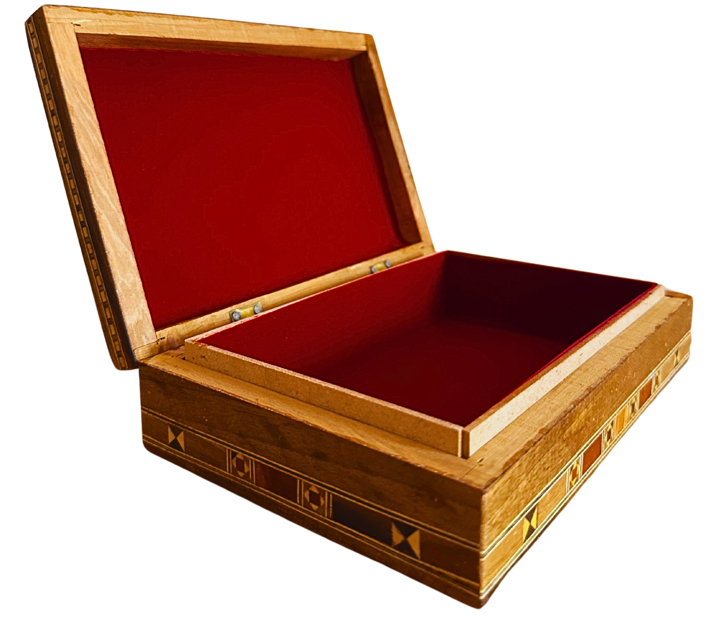 Elegant Rectangular Damascene Jewelry Box – Handcrafted from Beech, Eucalyptus & Lemon Wood