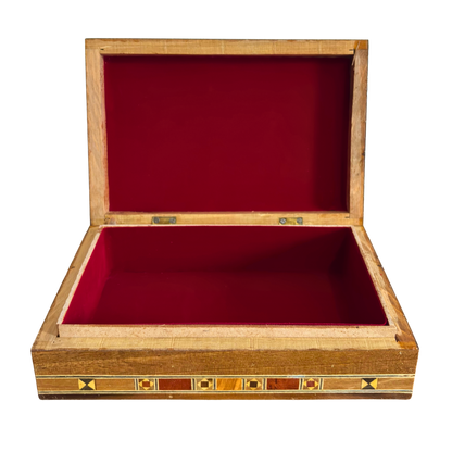 Elegant Rectangular Damascene Jewelry Box – Handcrafted from Beech, Eucalyptus & Lemon Wood