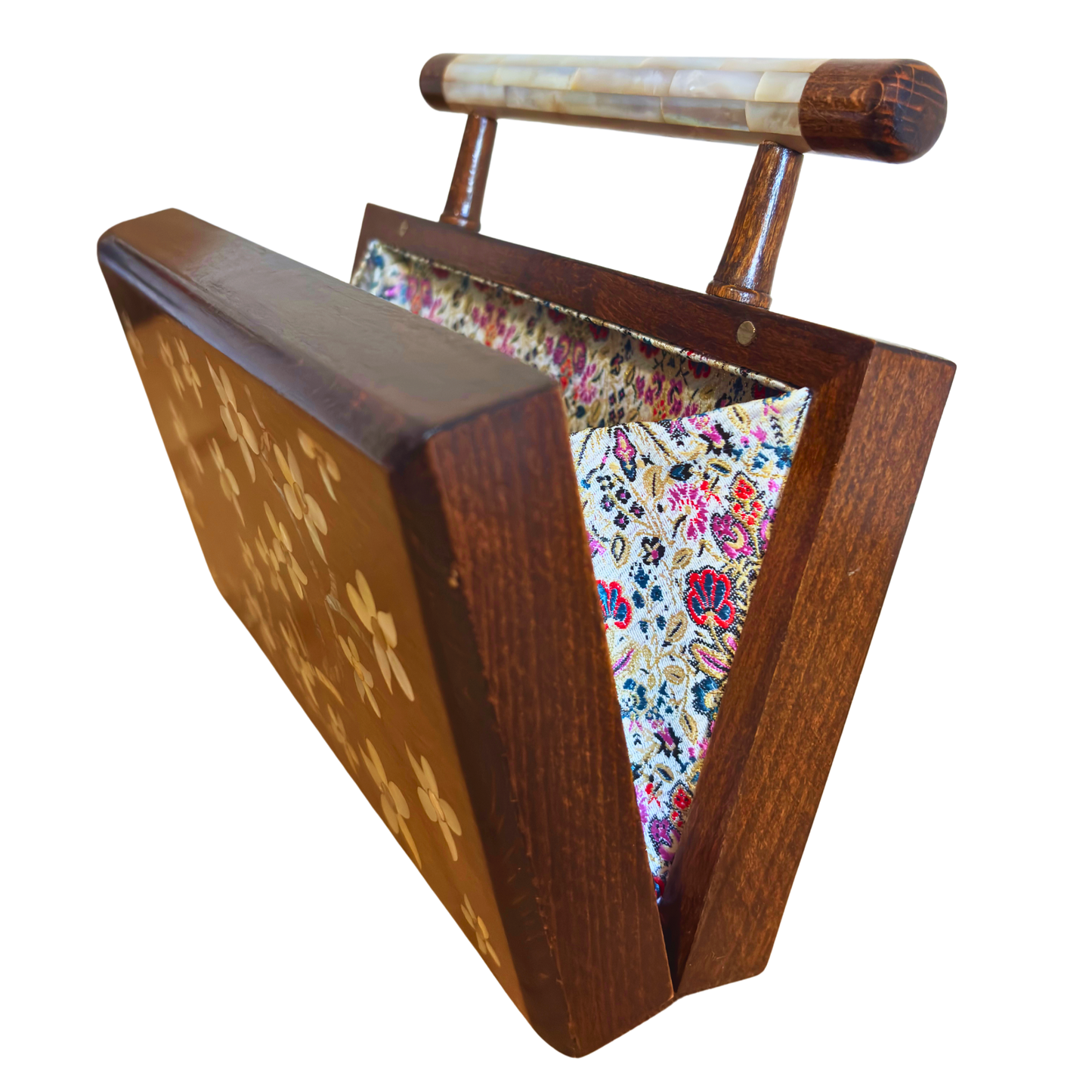 Yasmine – Luxuriöse Damaszener Clutch mit Perlmutt & Brokatfutter