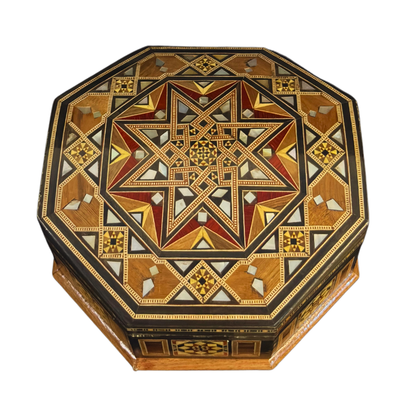 Handgefertigte Mosaik-Schatulle aus Damaskus – Perlmutt & Samt