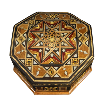 Handgefertigte Mosaik-Schatulle aus Damaskus – Perlmutt & Samt