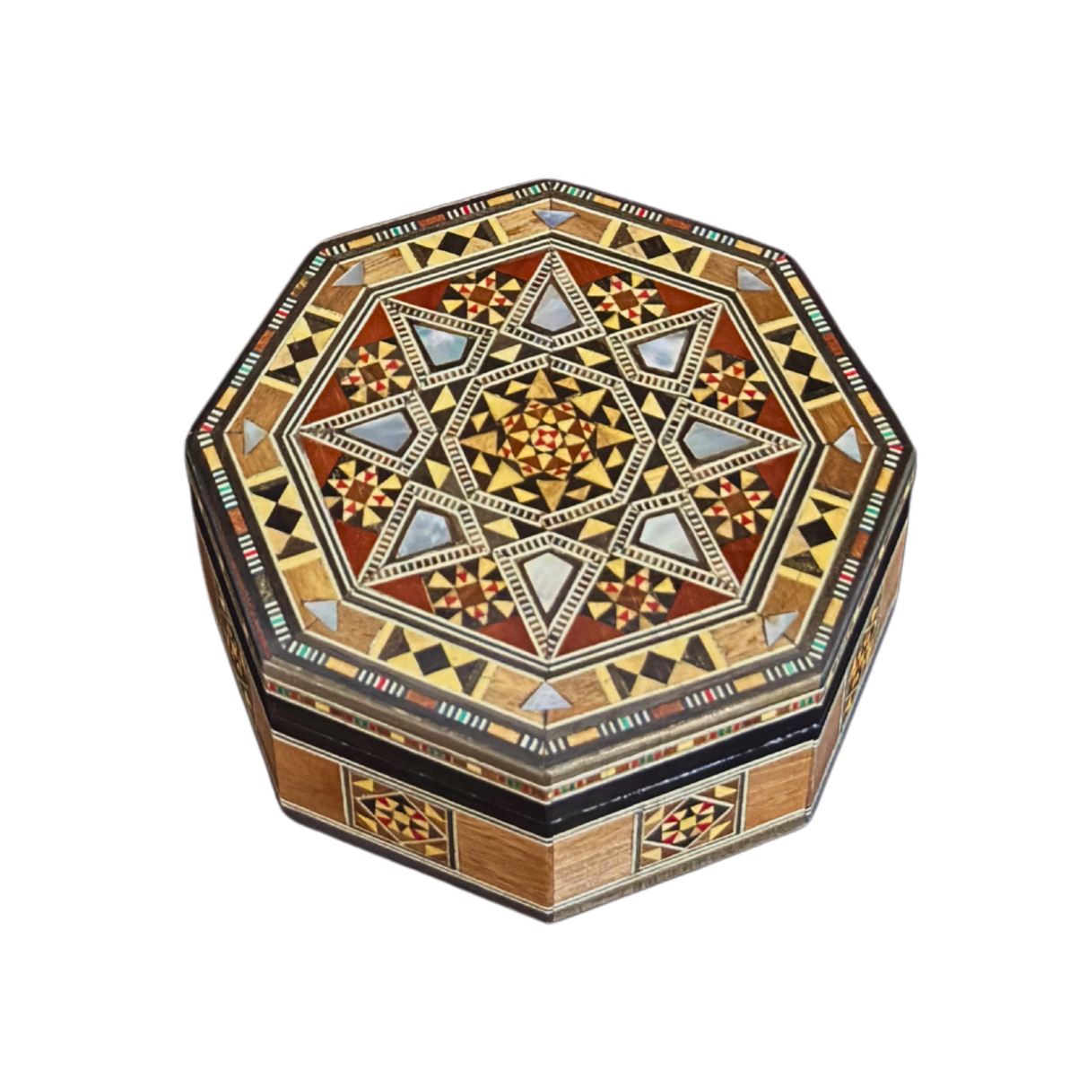Handgefertigte Mosaik-Schatulle aus Damaskus – Perlmutt & Samt