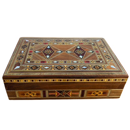 Handcrafted Mosaic Jewelry Box, Mother of Pearl Inlay, Luxury Wooden Keepsake Chest, Damascene Art -Limited Edition-