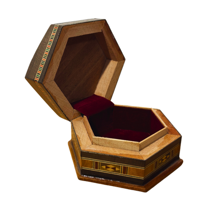 Handgefertigte Mosaik-Schatulle aus Damaskus – Holzkunst & Samt