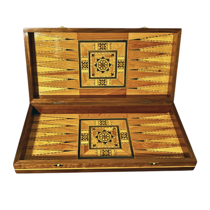 Handgefertigter Damaszener Schach- & Backgammon-Tisch von Gaby Al Dayeh – Klassisches Mosaikdesign