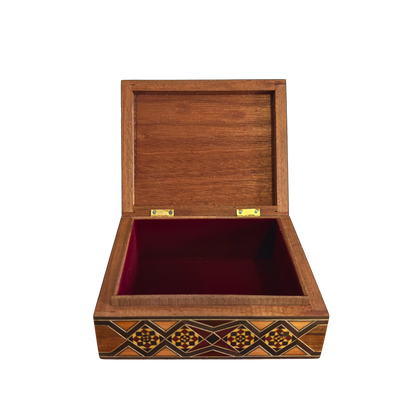 Refined Damascene Mosaic Box by Master Gaby Al Dayeh – Handcrafted with Mother of Pearl & Velvet Interior