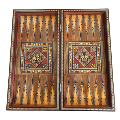 Handgefertigter Damascener Backgammon- & Schach-Tisch von Gaby Al Dayeh – Meisterwerk mit Perlmuttintarsien