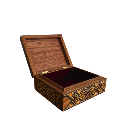 Refined Damascene Mosaic Box by Master Gaby Al Dayeh – Handcrafted with Mother of Pearl & Velvet Interior
