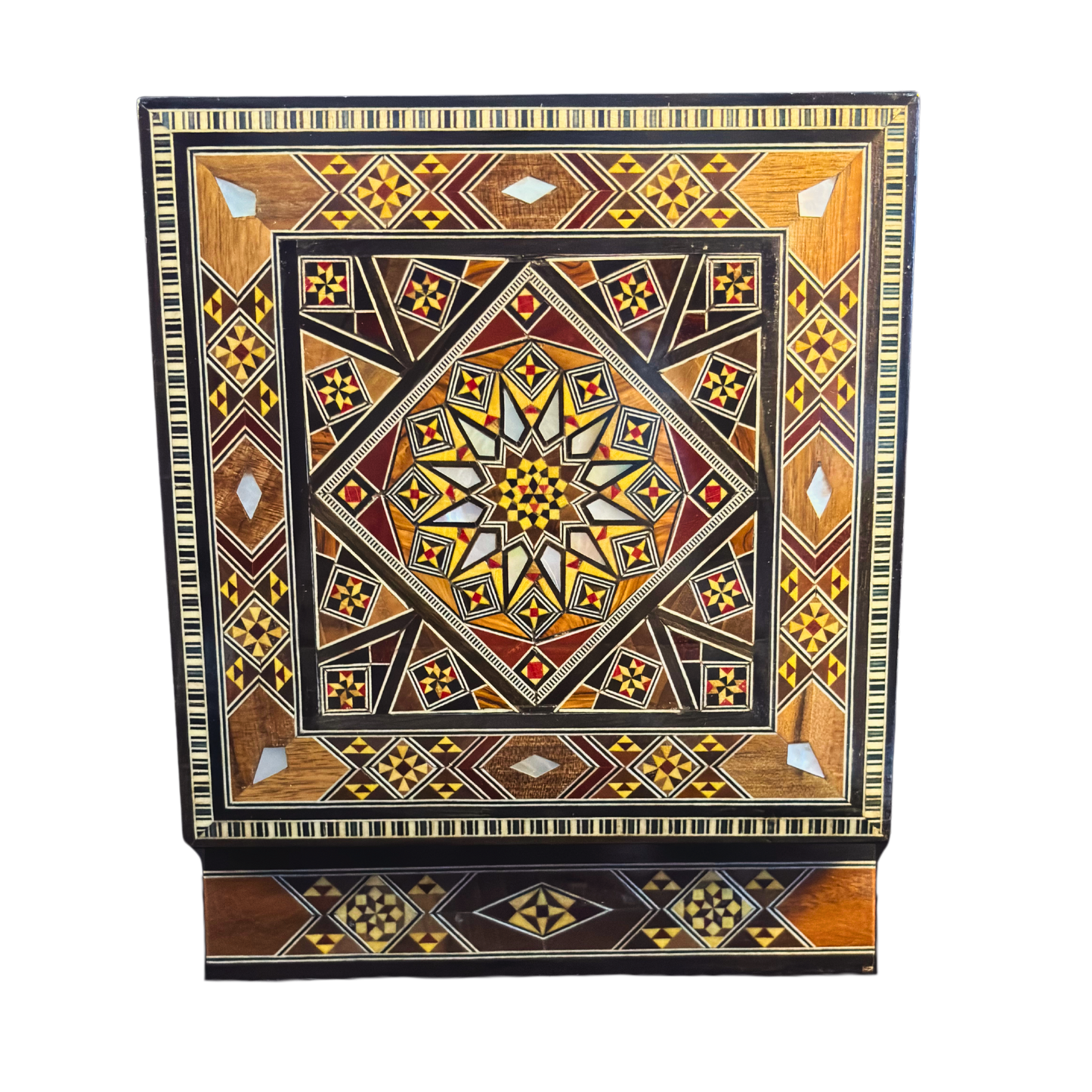 Handgefertigte Mosaik-Schatulle aus Damaskus – Perlmutt & Samt