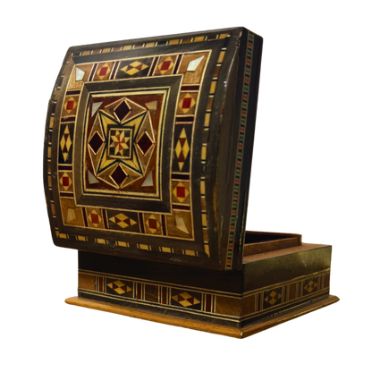 Handgefertigte Mosaik-Schatulle aus Damaskus – Holzkunst & Samt