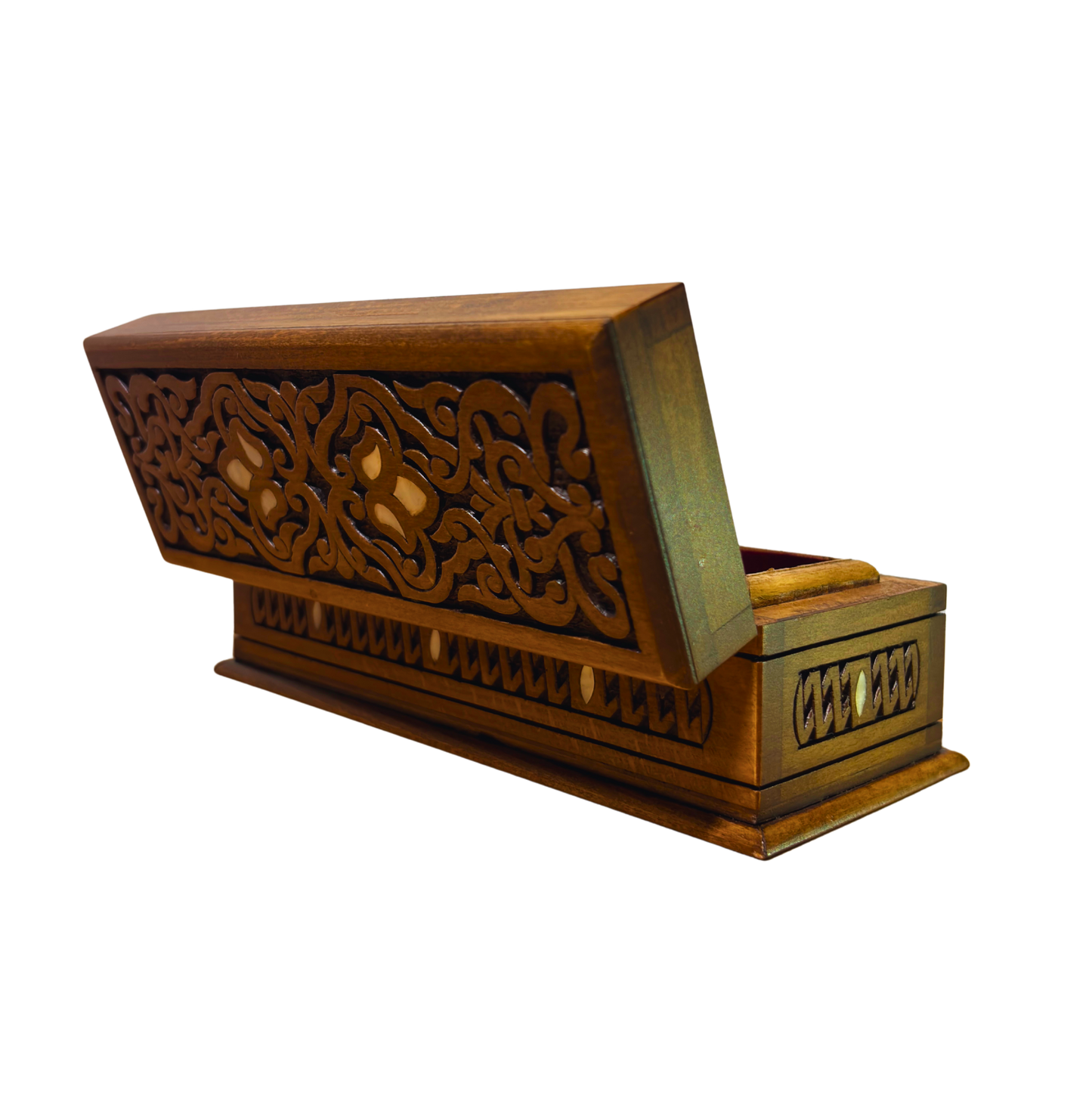 Handgefertigte Luxus-Schatulle aus Damaskus – Perlmutt & Samt