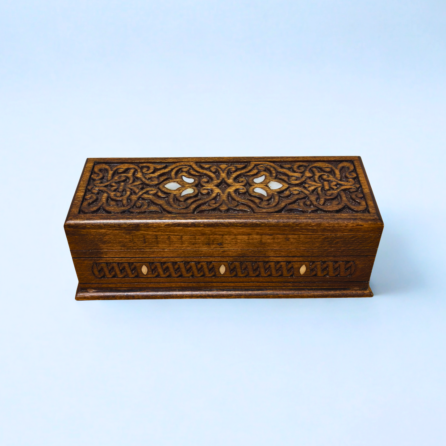 Handgefertigte Luxus-Schatulle aus Damaskus – Perlmutt & Samt