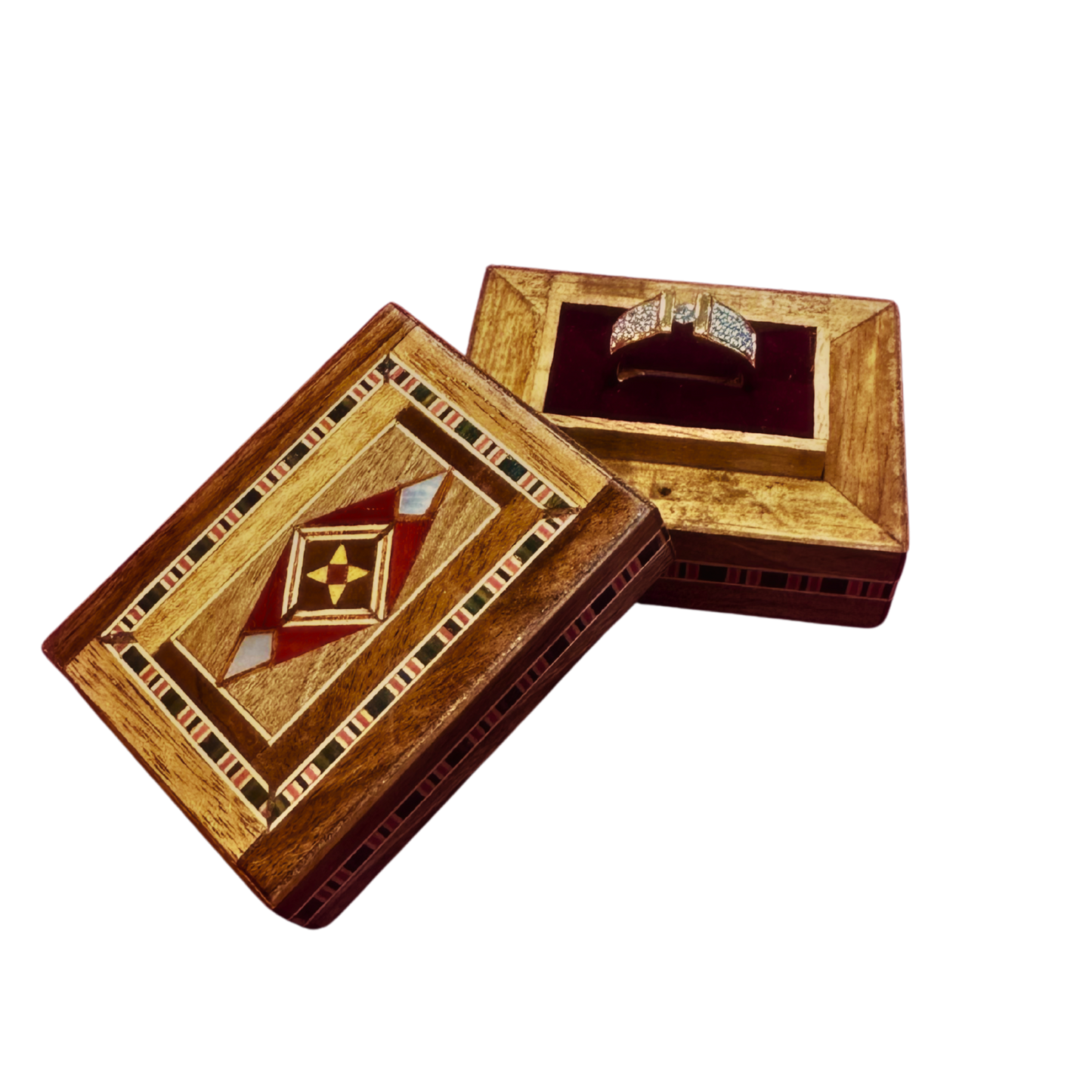 Scatola Porta Anello in Mosaico Artigianale di Damasco – Velluto
