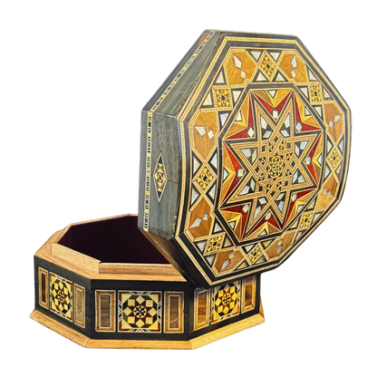 Handgefertigte Mosaik-Schatulle aus Damaskus – Perlmutt & Samt