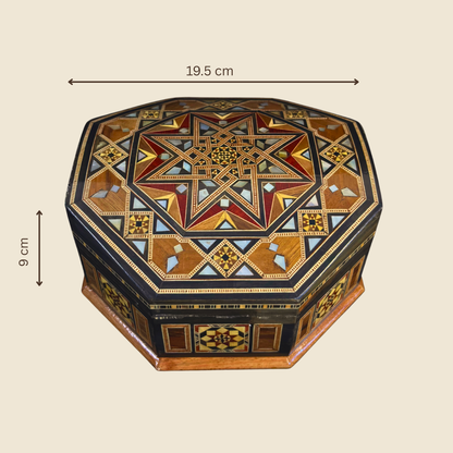 Handgefertigte Mosaik-Schatulle aus Damaskus – Perlmutt & Samt