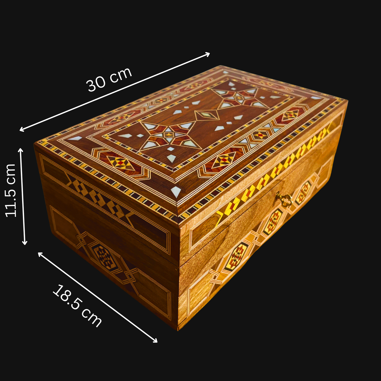 Damascene Mosaic Jewelry Box with Lock – Handcrafted Masterpiece