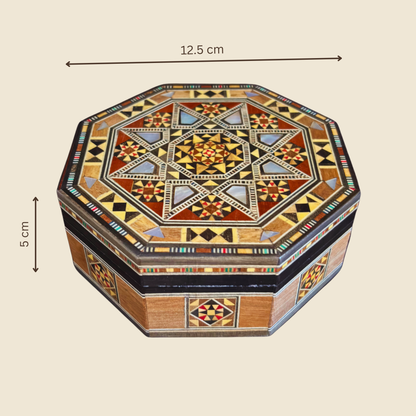 Handgefertigte Mosaik-Schatulle aus Damaskus – Perlmutt & Samt