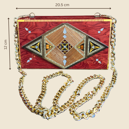 Luxus-Mosaik-Clutch aus Damaskus mit Perlmutt & Brokatfutter