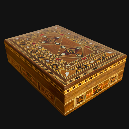 Handcrafted Mosaic Jewelry Box, Mother of Pearl Inlay, Luxury Wooden Keepsake Chest, Damascene Art -Limited Edition-