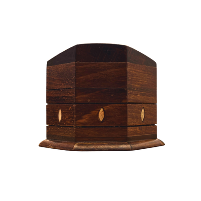 El Oyması Kayın Ahşap Kutu – Ceviz Rengi ve Sedef İşlemeli