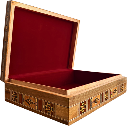 Elegant Large Mosaic Box – Handmade Wooden Jewelry & Keepsake Chest with Velvet Lining