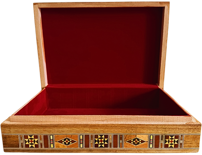 Elegant Large Mosaic Box – Handmade Wooden Jewelry & Keepsake Chest with Velvet Lining