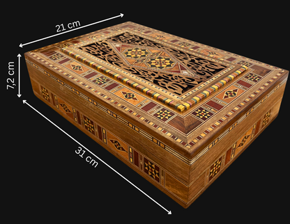 Elegant Large Mosaic Box – Handmade Wooden Jewelry & Keepsake Chest with Velvet Lining