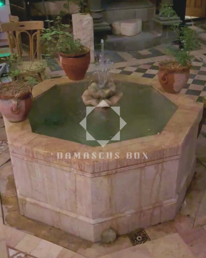 Damaskus Mosaik Holztablett – Perlmutt Intarsie & Edle Walnussoptik